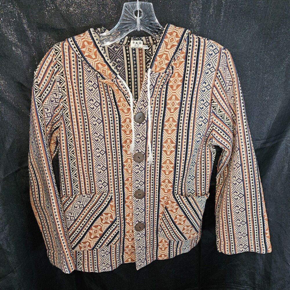 Soulzential Handmade Women's Jacket with Coconut Buttons Size Small